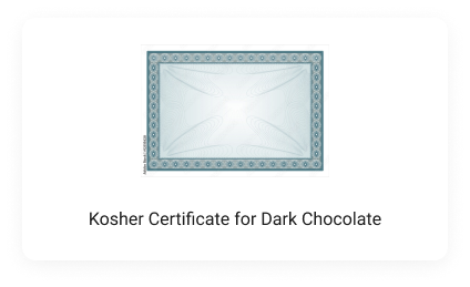 Kosher Certificate for Dark Chocolate